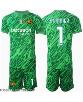 Günstige Inter Milan Yann Sommer #1 Torwart Heimtrikotsatz Kinder 2024-25 Kurzarm (+ Kurze Hosen)
